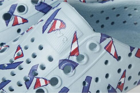 Native Shoes Kids Jefferson Print (Toddler) - Shoes for Kids - Flexible EVA Upper - Round Closed ToeAir Blue/Pineapple Yellow/Animal Print 9 Toddler M in Saudi Arabia