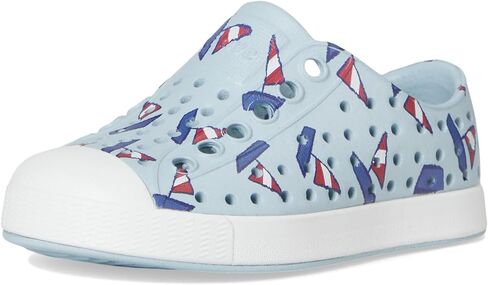 Native Shoes Kids Jefferson Print (Toddler) - Shoes for Kids - Flexible EVA Upper - Round Closed ToeAir Blue/Pineapple Yellow/Animal Print 9 Toddler M in Saudi Arabia