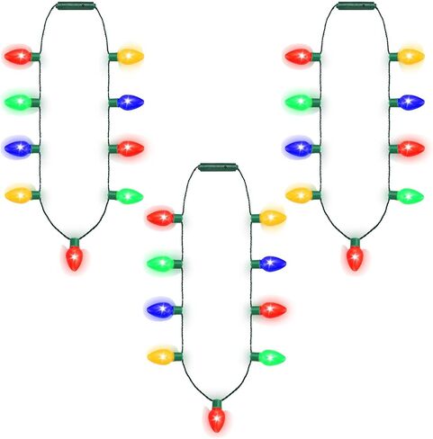 LED Christmas Xmas Light Up Necklace Bulb for Holiday Party Favors 9 LED Bulbs - Ugly Christmas Sweater Accessories (6 Pack) in Saudi Arabia