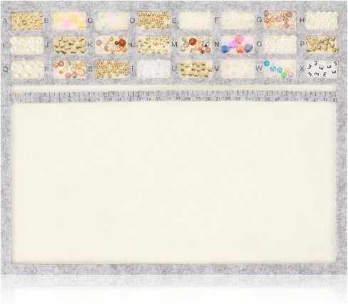 سجادة خرز لصنع المجوهرات، سجادة خرز مستطيلة مقاس 14 × 11 بوصة بمقياس أبجدي وسنتيمتر، لوحة خرز غير قابلة للانزلاق للحرف الفنية التي تصنعها بنفسك، مستلزمات الخرز (رمادي) in Kuwait