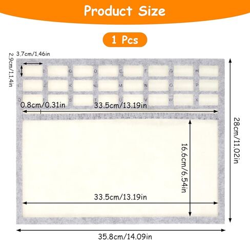 سجادة خرز لصنع المجوهرات، سجادة خرز مستطيلة مقاس 14 × 11 بوصة بمقياس أبجدي وسنتيمتر، لوحة خرز غير قابلة للانزلاق للحرف الفنية التي تصنعها بنفسك، مستلزمات الخرز (رمادي) in Kuwait