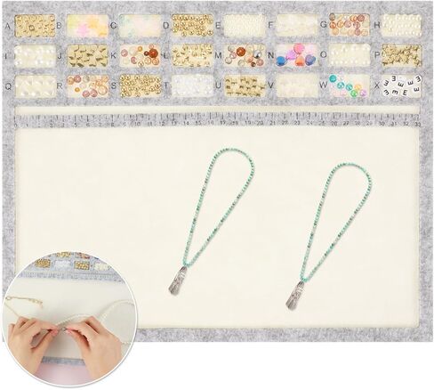 سجادة خرز لصنع المجوهرات، سجادة خرز مستطيلة مقاس 14 × 11 بوصة بمقياس أبجدي وسنتيمتر، لوحة خرز غير قابلة للانزلاق للحرف الفنية التي تصنعها بنفسك، مستلزمات الخرز (رمادي) in Kuwait