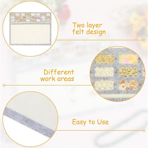 سجادة خرز لصنع المجوهرات، سجادة خرز مستطيلة مقاس 14 × 11 بوصة بمقياس أبجدي وسنتيمتر، لوحة خرز غير قابلة للانزلاق للحرف الفنية التي تصنعها بنفسك، مستلزمات الخرز (رمادي) in Kuwait