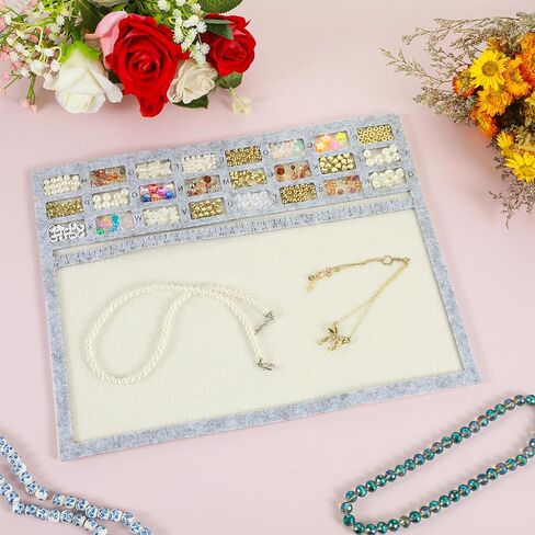 سجادة خرز لصنع المجوهرات، سجادة خرز مستطيلة مقاس 14 × 11 بوصة بمقياس أبجدي وسنتيمتر، لوحة خرز غير قابلة للانزلاق للحرف الفنية التي تصنعها بنفسك، مستلزمات الخرز (رمادي) in Kuwait