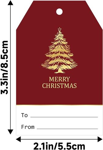 G2PLUS 60Pcs Gold Christmas Gift Tags - 4 Styles Christmas Name Tags, Xmas Tree Holiday Paper Gift Tags with String for DIY Crafts, Party Favors, Gift Exchange, Stocking Stuffers in Saudi Arabia