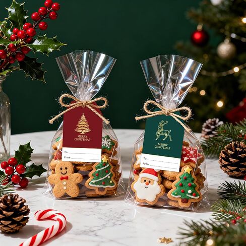 G2PLUS 60Pcs Gold Christmas Gift Tags - 4 Styles Christmas Name Tags, Xmas Tree Holiday Paper Gift Tags with String for DIY Crafts, Party Favors, Gift Exchange, Stocking Stuffers in Saudi Arabia