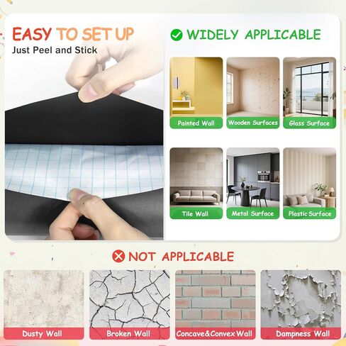 Magnetic Chalkboard Wall Decal for Kids Set of 6 Peel and Stick Magnet Sheets with Chalk Tangram Puzzle and Multiple Accessories Dusty Blue Magnetic Chalk Boardfor Home Playroom and Classroom in Kuwait