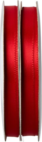 Offray 453795 1/4" Wide Single Face Satin Ribbon for Gift Wrapping, Decoration, and Crafts, Two Pack of 6-Yard Spools, Red in Saudi Arabia