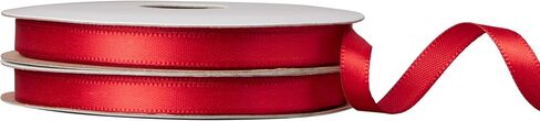 Offray 453795 1/4" Wide Single Face Satin Ribbon for Gift Wrapping, Decoration, and Crafts, Two Pack of 6-Yard Spools, Red in Saudi Arabia