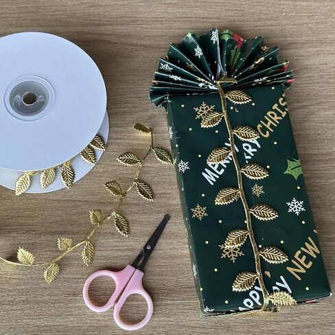 حبل زخرفة شريط أوراق الشجر الذهبية من باسوكان - 20 ياردة - للحرف اليدوية اليدوية وحفلات الزفاف وديكورات المنزل (ذهبي) in Kuwait