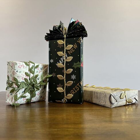 حبل زخرفة شريط أوراق الشجر الذهبية من باسوكان - 20 ياردة - للحرف اليدوية اليدوية وحفلات الزفاف وديكورات المنزل (ذهبي) in Kuwait