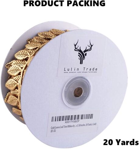 حبل زخرفة شريط أوراق الشجر الذهبية من باسوكان - 20 ياردة - للحرف اليدوية اليدوية وحفلات الزفاف وديكورات المنزل (ذهبي) in Kuwait