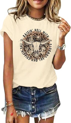 GEMLON Womens Summer Graphic Tees Shirts 2024 Trendy Tshirts Loose Fit Short Sleeve T-Shirts Tops for Women in Kuwait