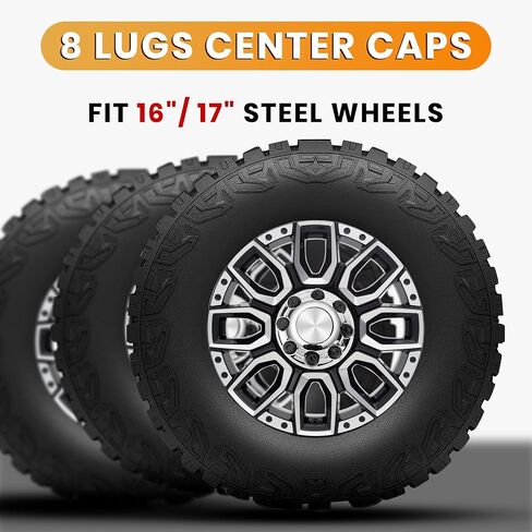 8 أغطية مركزية للعجلات ذات 8 عروات متوافقة مع Chevy Silverado 2500 3500 Epress Van مجموعة من 4 أغطية محور تلقائية بديلة من OEM، سهلة التركيب - تناسب أغطية إطارات العجلات مقاس 16 بوصة in Kuwait