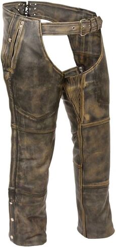 San Diego Leather Men's Distressed Brown Four Pocket Thermal Lined Chap in Saudi Arabia