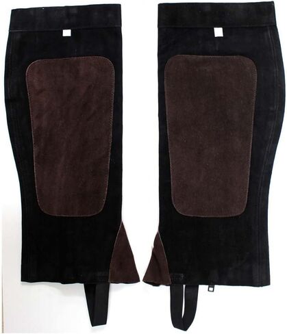 Over-the-Boot Half Chaps | Size Large (L) | Two-Tone Genuine Leather | 17" (43.2 cm) x 7" (17.8 cm) | Secure Fit with Zipper & Velcro | Versatile for Horseback Riding & Outdoor Protection in Saudi Arabia