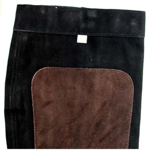 Over-the-Boot Half Chaps | Size Large (L) | Two-Tone Genuine Leather | 17" (43.2 cm) x 7" (17.8 cm) | Secure Fit with Zipper & Velcro | Versatile for Horseback Riding & Outdoor Protection in Saudi Arabia