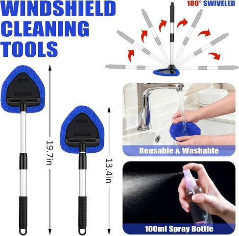 AUTODECO Windshield Cleaner Tool, 17Pcs Car Interior Detailing Kit, Detailing Brush, Towels, Duster, Car Cleaning Kit Interior for RVs, Truck, Trailer (Pink) in Saudi Arabia