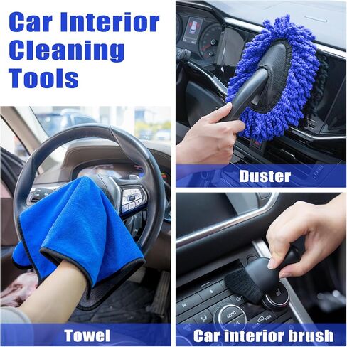 AUTODECO Windshield Cleaner Tool, 17Pcs Car Interior Detailing Kit, Detailing Brush, Towels, Duster, Car Cleaning Kit Interior for RVs, Truck, Trailer (Pink) in Saudi Arabia