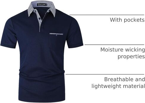 GHYUGR Men's Polo Shirts Short Sleeve Slim Fit Polo Casual Plaid Splice T-Shirts in Saudi Arabia