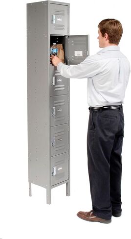 Global Industrial Six Tier Locker, 12x15x12, 6 Door, Unassembled, Gray in Kuwait