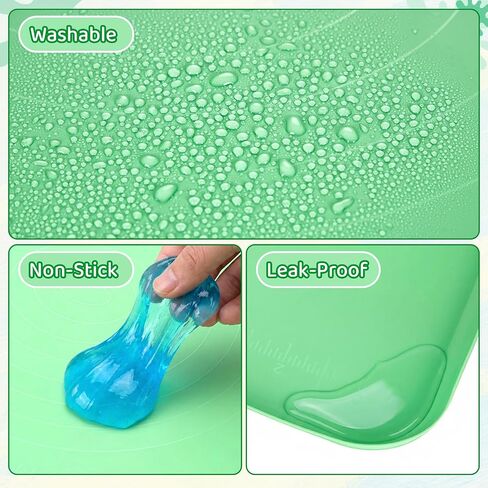Extra Large Silicone Painting Mat for Crafts, 24"x 19" Waterproof Art Mat with Raised Sides for Paint, Clay Playdough, & Jewelry-Making (Green) in Saudi Arabia