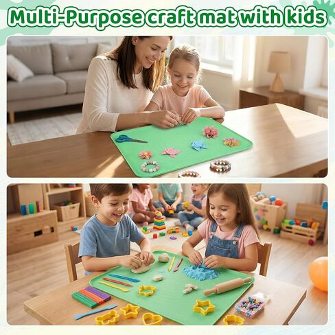 Extra Large Silicone Painting Mat for Crafts, 24"x 19" Waterproof Art Mat with Raised Sides for Paint, Clay Playdough, & Jewelry-Making (Green) in Saudi Arabia