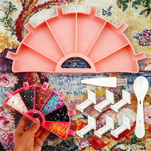 مجموعة واحدة من 6 صينية رسم ماسية شبكية ذات سعة كبيرة منظم لوحة حفر دوارة لتزيين الأظافر بغرز متقاطعة للتخزين المحمول، أرجواني in Saudi Arabia