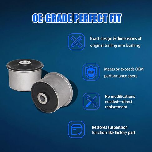 2PCS Suspension Trailing Arm Bushing Compatible with Dodge Grand Caravan Chry.sler Town & Country Ram C/V Volkswagen Routan, Replaces 4721356AA in Kuwait