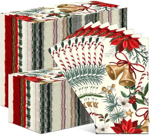 Fumete 150 Pcs Poinsettia Christmas Paper Napkins Flower Disposable Paper Dinner Napkins 3 Ply Decor Guest Towels for Lunch Dinner Kitchen Bathroom Winter Holiday Christmas Cocktail Party Supplies in Saudi Arabia
