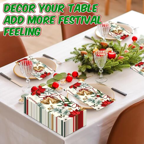 Fumete 150 Pcs Poinsettia Christmas Paper Napkins Flower Disposable Paper Dinner Napkins 3 Ply Decor Guest Towels for Lunch Dinner Kitchen Bathroom Winter Holiday Christmas Cocktail Party Supplies in Saudi Arabia