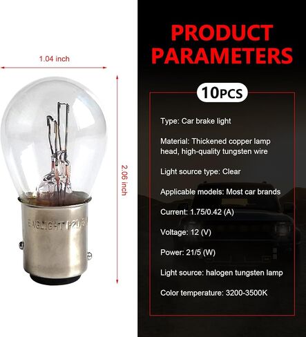 WZP 10PCS 1157 Tail Light Bulb, Universal Brake Light Bulb Compatible with P21/5W S25 BAY15D 7528 2357 2057 1016 1034 1076, Replacement for Marker Tail Running Parking Backup Lights (White) in Saudi Arabia
