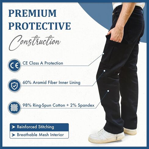 Torina BlackForge Cargo Pants for Men Lined with Aramid Fiber-CE Certified Armors-Class AA Motorcycle Riding Pants in Saudi Arabia