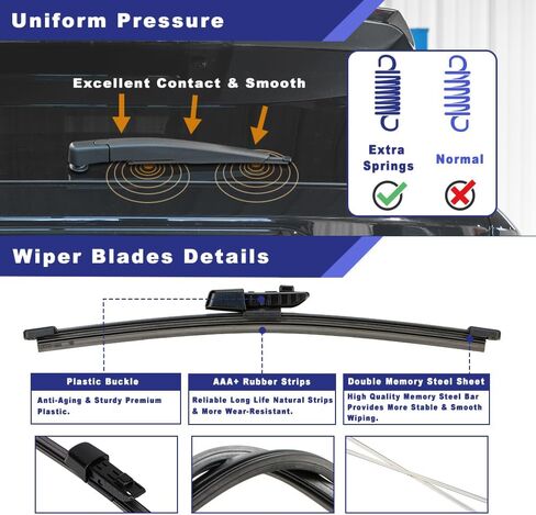 Rear Windshield Wiper Arm Blade Assembly Kit Compatible with Volkswagen Golf MK6 MK7 2010-2020 Rear Window Wiper, Replacement 6R6955707B in Saudi Arabia