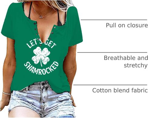 St Patricks Day Outfits Shirts Women V Neck St Pattys Day Tee Tops Funny Green Shirts for Teen Girls in Saudi Arabia