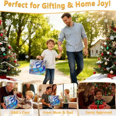Portable DIY 16ft Flexible Race Track with Roll-Up Storage Compatible with 1/64 Diecast Cars Ages 3+（Includes 6 Racing Cars） Christmas Decorations for Kids in Saudi Arabia