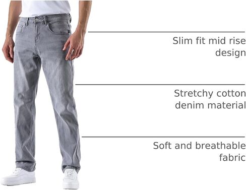 Jeans for Men Baggy Slim fit Stretch Mens Work Jeans Straight fit Jeans Men's fr Elastic Waist Lightweight in Saudi Arabia