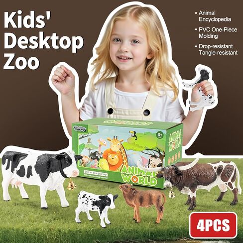 4 قطع من تماثيل حيوانات المزرعة ذات القرون الطويلة من الأبقار والثيران للأطفال، أشكال حيوانات مزرعة البقر البلاستيكية للأولاد والبنات تشمل هولشتاين الأبيض وتكساس لونجهورن وعجلين، أغطية الكعكة هدايا الحفلات in Kuwait