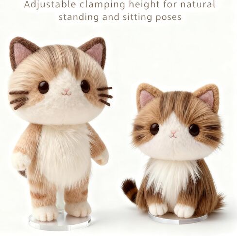 حامل دمية من الأكريليك الشفاف - حامل قابل للتعديل للجلوس/الوقوف للمقتنيات مقاس 3-7 بوصات، ملحق دمية ضوئية للتركيب بدون أدوات (عبوة من قطعتين) in Kuwait