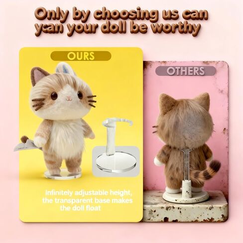 حامل دمية من الأكريليك الشفاف - حامل قابل للتعديل للجلوس/الوقوف للمقتنيات مقاس 3-7 بوصات، ملحق دمية ضوئية للتركيب بدون أدوات (عبوة من قطعتين) in Kuwait