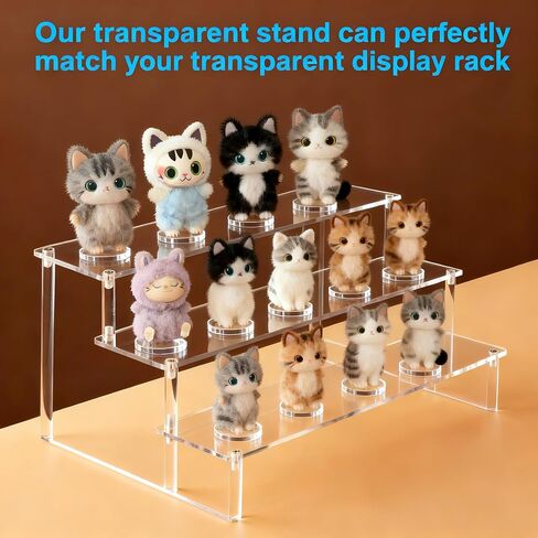 حامل دمية من الأكريليك الشفاف - حامل قابل للتعديل للجلوس/الوقوف للمقتنيات مقاس 3-7 بوصات، ملحق دمية ضوئية للتركيب بدون أدوات (عبوة من قطعتين) in Kuwait