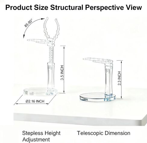 حامل دمية من الأكريليك الشفاف - حامل قابل للتعديل للجلوس/الوقوف للمقتنيات مقاس 3-7 بوصات، ملحق دمية ضوئية للتركيب بدون أدوات (عبوة من قطعتين) in Kuwait