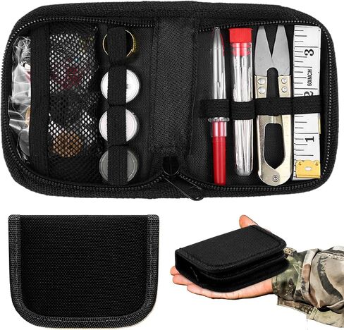 Suncalla Military Survival Sewing Kit Tactical with Buttons Durable Nylon Portable Small Sewing Kit for Men Women Complete Thread Needle Repair Tools for Travel Field Emergency(Black,1) in Saudi Arabia