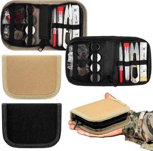 Suncalla Military Survival Sewing Kit Tactical with Buttons Durable Nylon Portable Small Sewing Kit for Men Women Complete Thread Needle Repair Tools for Travel Field Emergency(Black,1) in Saudi Arabia