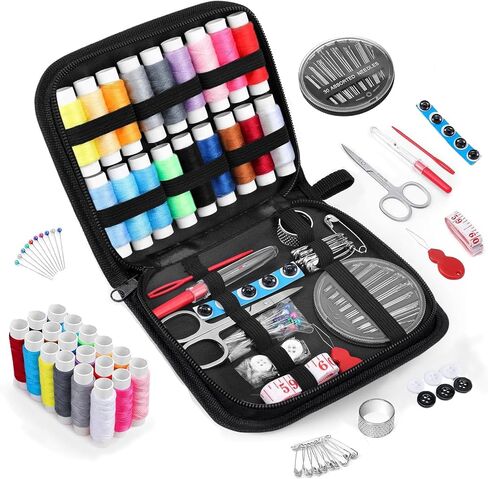 86-Piece Sewing Kit – Needle & Thread Set for Adults, Beginners – Sewing Supplies for Home, Travel – Includes Scissors, Measure Tape, Needle Threader, Seam Remover, Pins & Thimbles in Saudi Arabia