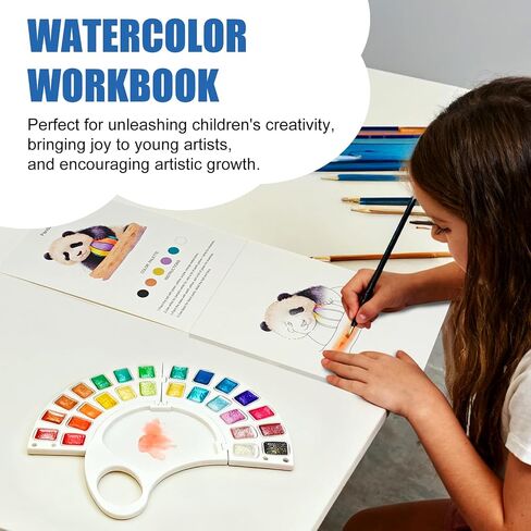 Watercolor Workbook, Water Coloring Book with 13 Pages 300GSM Paper, 26 Colors Watercolor Paint Set with Brush & Storage Bag, Beginner-Friendly Coloring Book for Adults - Animal Theme Art Kit in Saudi Arabia