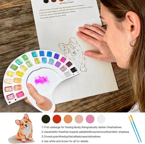 Watercolor Workbook, Water Coloring Book with 13 Pages 300GSM Paper, 26 Colors Watercolor Paint Set with Brush & Storage Bag, Beginner-Friendly Coloring Book for Adults - Animal Theme Art Kit in Saudi Arabia