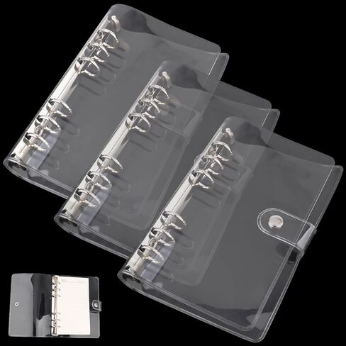 3 Pack A6 Transparent 6 Ring Binder Covers,Soft PVC Refillable Notebook Protectors with Snap Button Closure,Clear Binder Folders for Planner,Office,School,Travel,Budget Organizing in Saudi Arabia