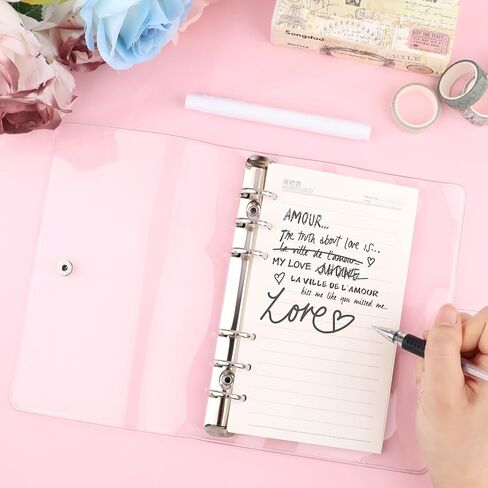 3 Pack A6 Transparent 6 Ring Binder Covers,Soft PVC Refillable Notebook Protectors with Snap Button Closure,Clear Binder Folders for Planner,Office,School,Travel,Budget Organizing in Saudi Arabia
