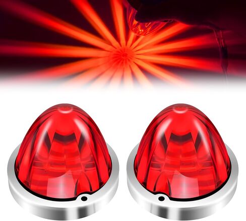 2Pcs Dual Color Amber/White Watermelon Lights Amber Turn Signal Marker to White Auxiliary Interior Dome Lights Lamps for Semi Truck, w/Reflector Flush Mount Clear Lens Stainless Bezel in Saudi Arabia
